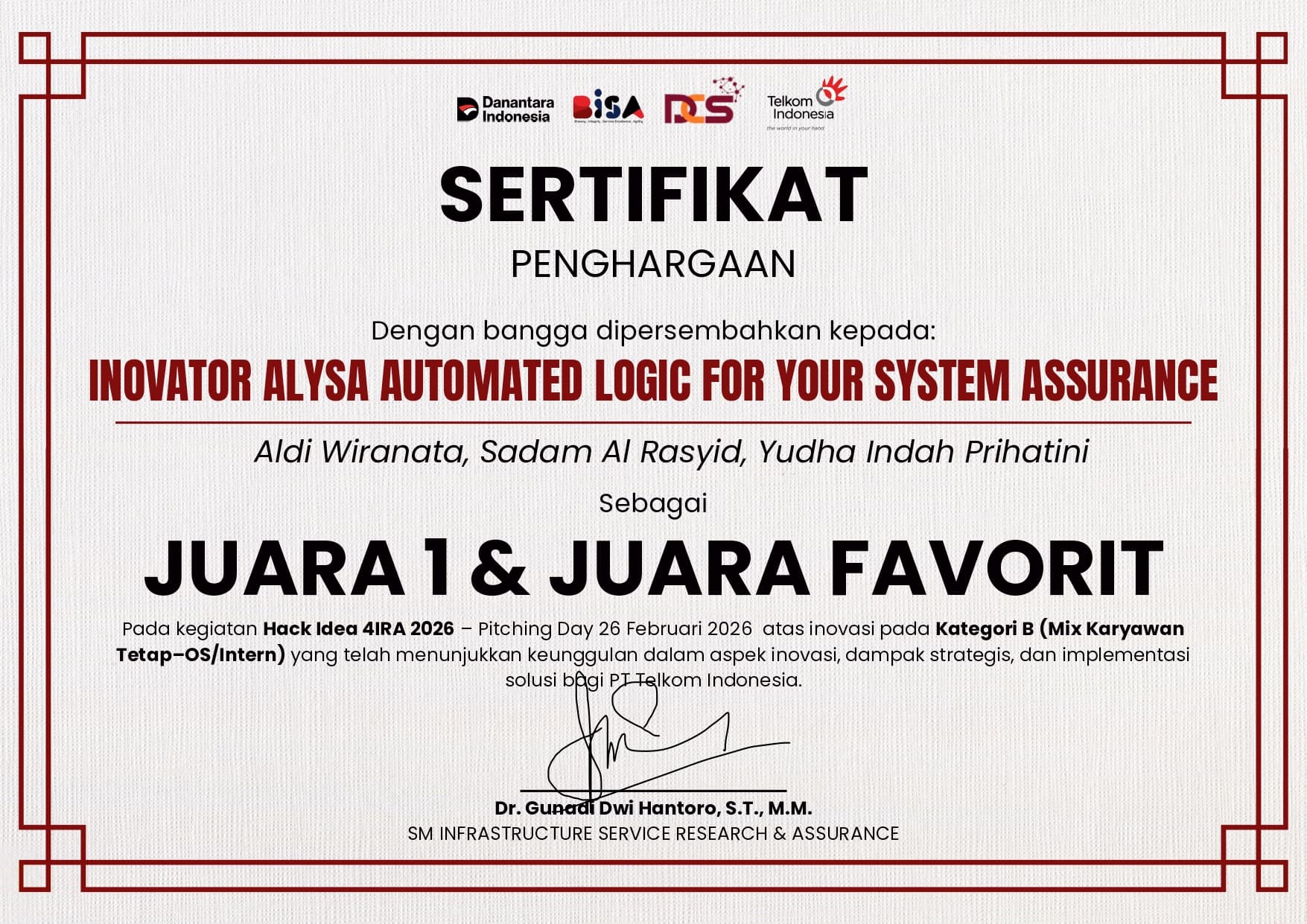 1st Place & Juara Favorit β Hack Idea 4IRA 2026