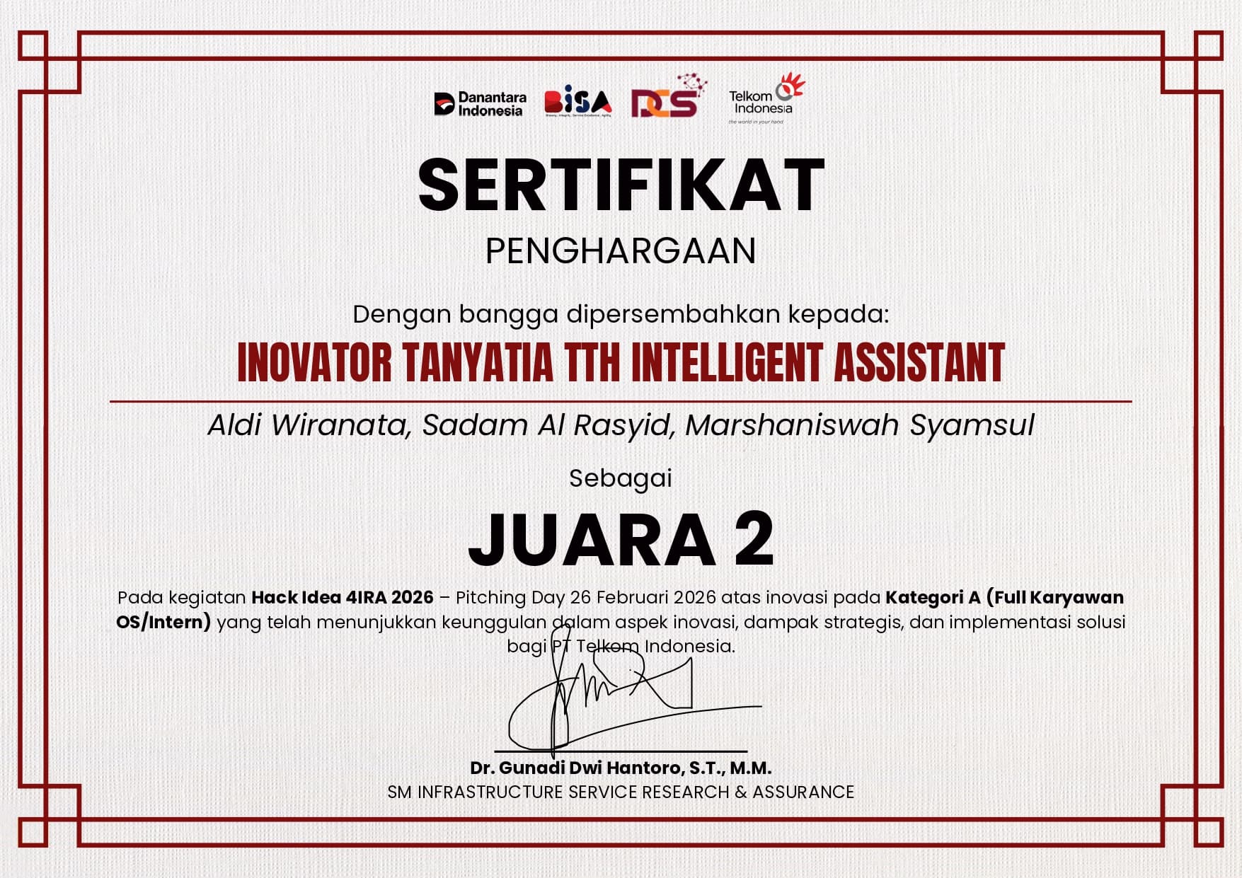 2nd Place β Hack Idea 4IRA 2026