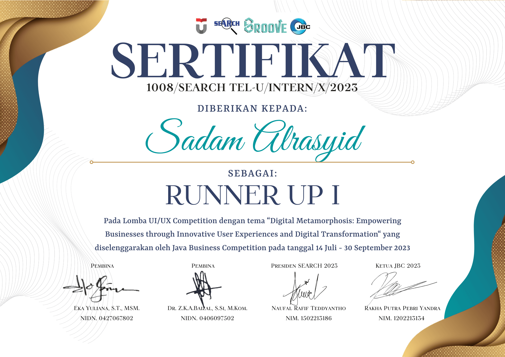 1st Runner Up β JBC UI/UX Competition 2023